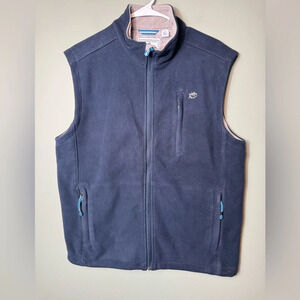 Southern Tide Sport New Orleans Men’s Blue Fleece‎ Vest Zipper Pockets Medium